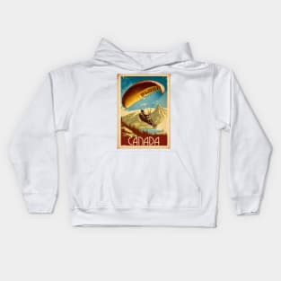 Canada Paragliding Vintage Travel Art Poster Kids Hoodie